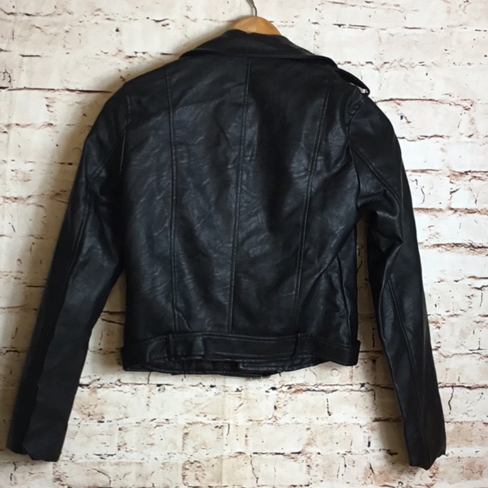 CHIC VEGAN LEATHER BIKER JACKET - Picture 6 of 6